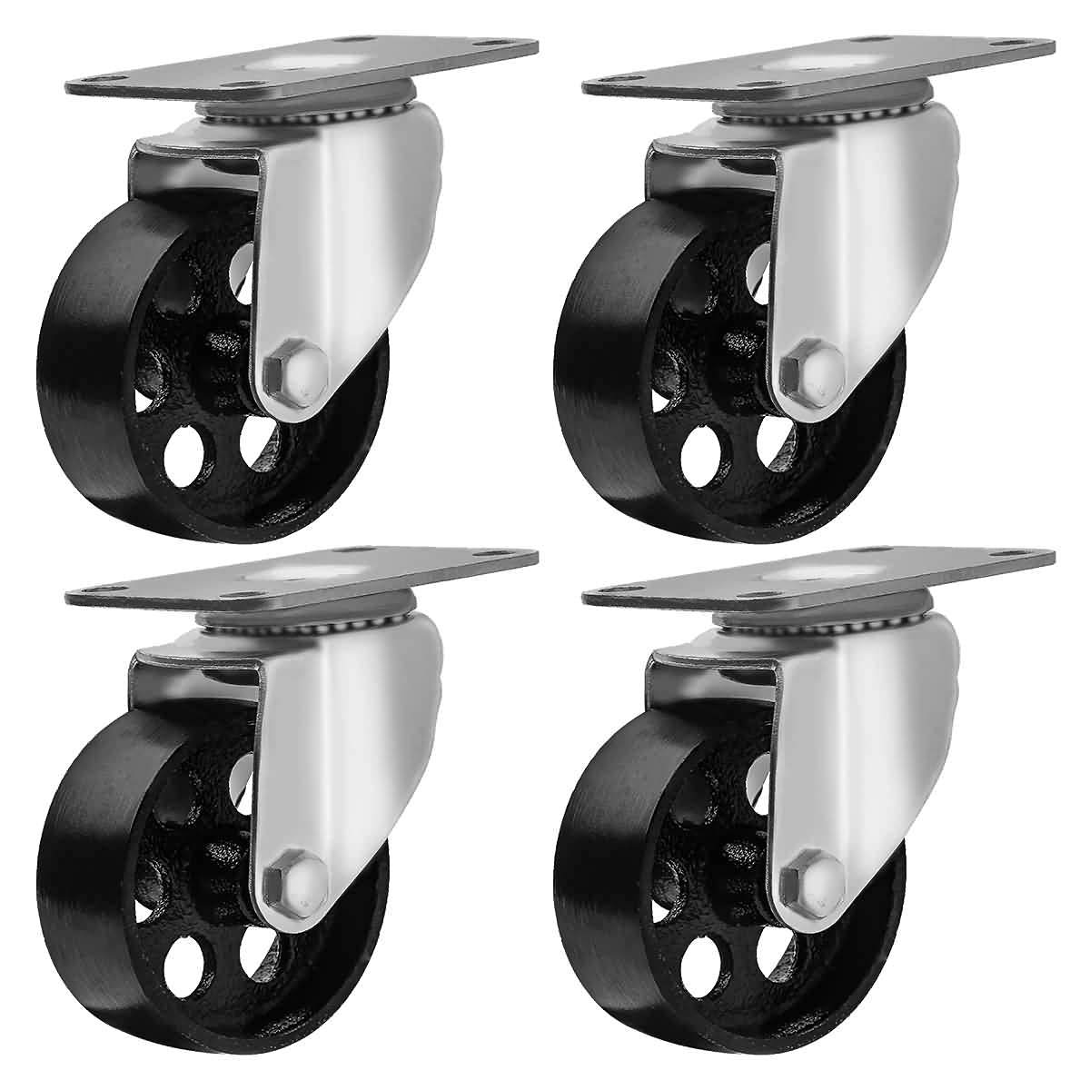 4-Piece Full Iron Swivel Plate Casters