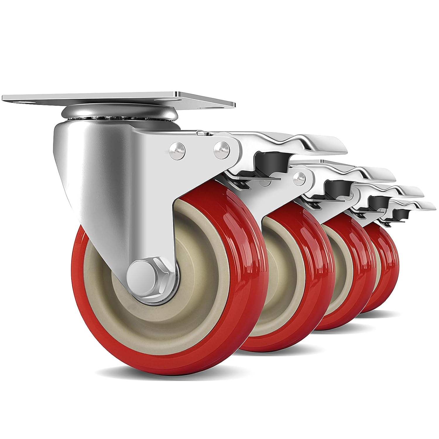 4-Inch Heavy-Duty PU Caster Wheels