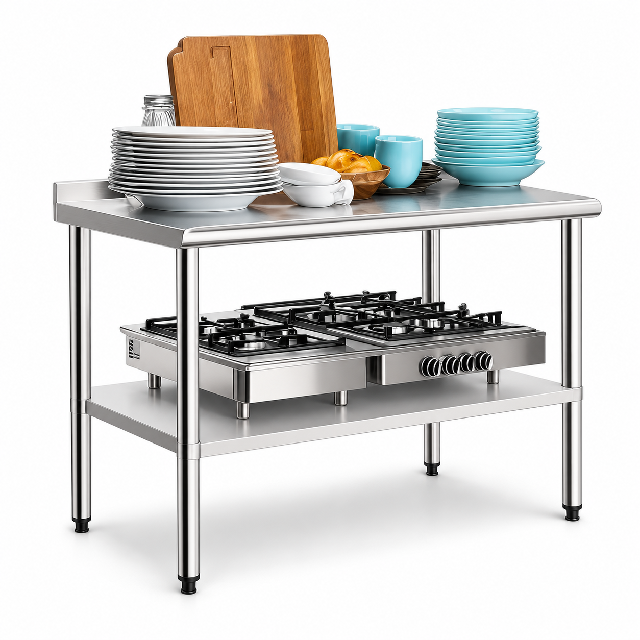 2-Tier Stainless Steel Utility Table